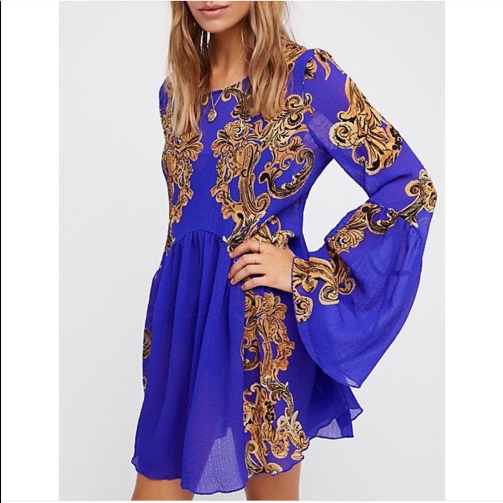 Free People Bell Sleeve Open Back Symphony Dress